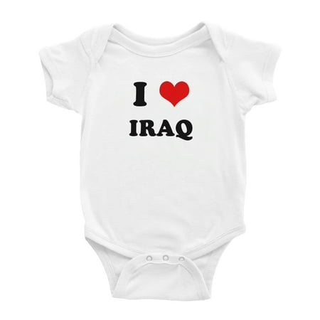 

I Heart Iraq Love Iraq Funny Cute Baby Bodysuit Romper (White 18-24 Months)