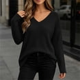 thumbnail image 4 of CHGBMOK Women's Plus Size Waffle Knit Shirts V Neck Long Sleeve Top Fall Casual Loose Fit Blouse, 4 of 9
