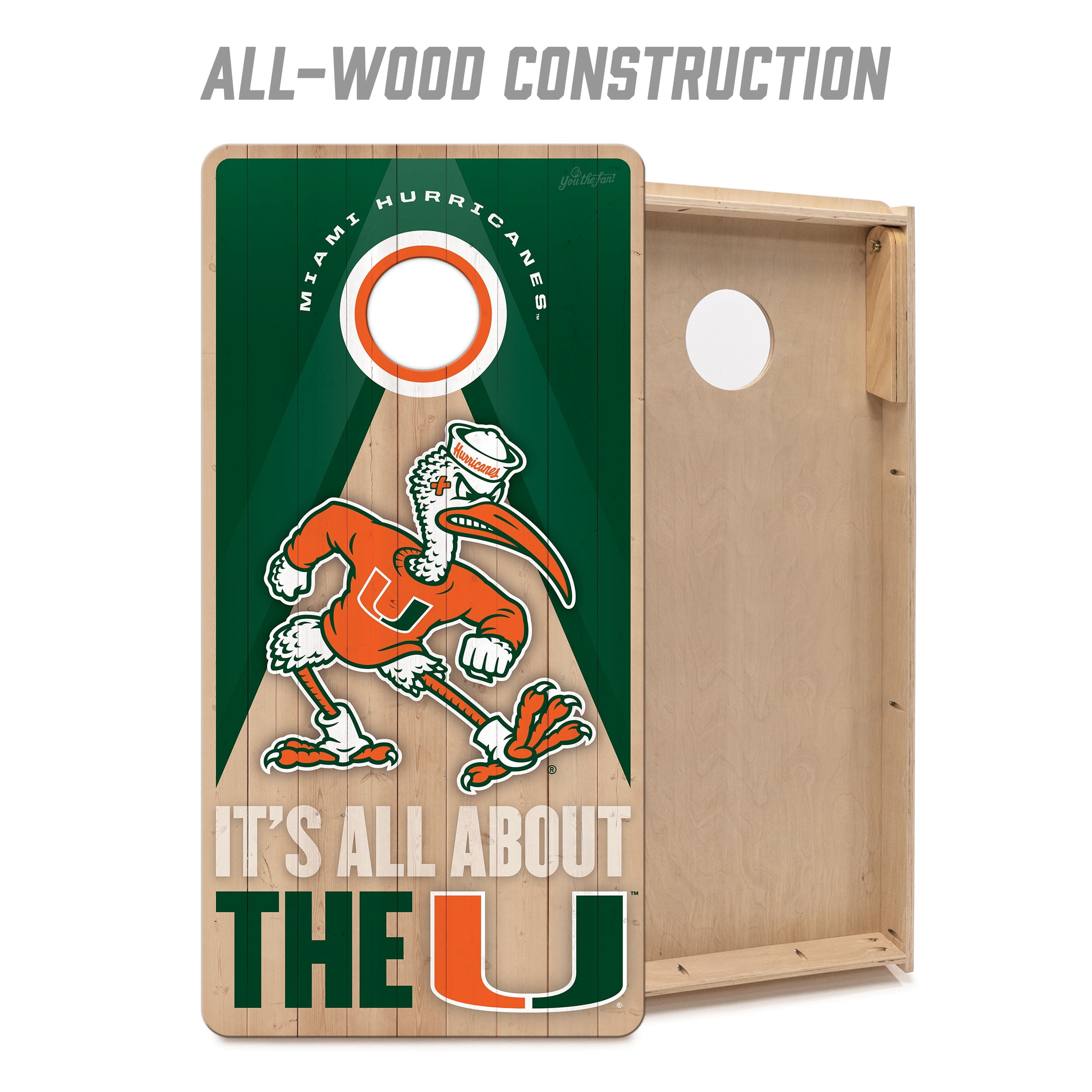 YouTheFan NCAA Miami Hurricanes 2X4 Slogan Series Cornhole NO BAGS