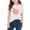 thumbnail image 4 of Girls Floral Heart T-Shirt 100% Cotton Short Sleeve Kids Cute Top White Valentine's Day Casual Tee Ages 4-12,Size 4 T, 4 of 9
