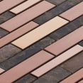 thumbnail image 4 of Sample - Rose Gold Satin Copper Stainless Steel Emperador Stone Mosaic Tile Backsplash, 4 of 6