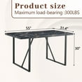 thumbnail image 2 of Industrial rectangular MDF black dining table for 4-6 people with 1.5 inch thick MDF top and black metal legs for work desk, kitchen, terrace, dining room., 2 of 6