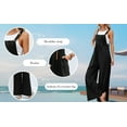 thumbnail image 6 of Huankd Linen Overalls for Women Loose Fit Adjustable Straps Bib Jumpsuits Square Neck Wide Leg Gardening Overalls w/Pockets Green L, 6 of 8