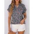 thumbnail image 5 of ANRABESS Womens Short Sleeve Henley Tops V Neck Dressy Casual Blouses Summer Trendy Tee Shirts 2026 Vacation Fashion Clothes Blue Purple Floral X-Large, 5 of 9