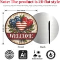 thumbnail image 4 of Patriotic Heart-Shaped Welcome Round Metal Sign, 8 x 8 Inch Hanging Door Decor with Flag and Rustic Wood Look, Outdoor Wall Art for Holiday Party Decoration, 4 of 6