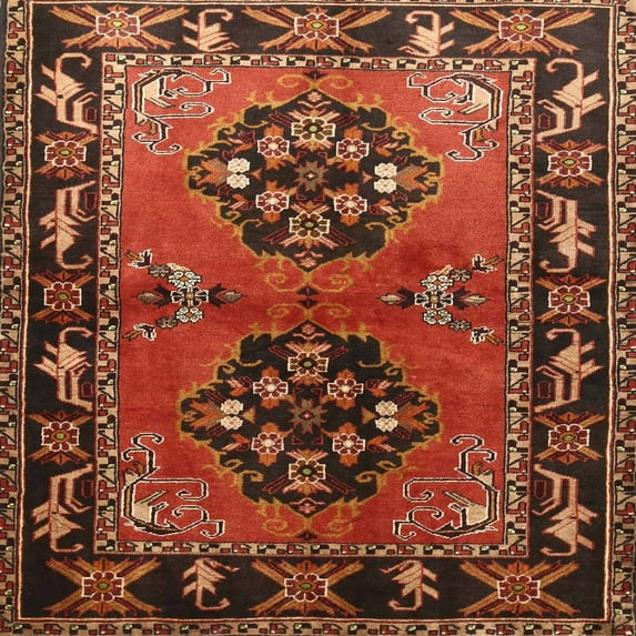 Ahgly Company Indoor Square Traditional Red Persian Area Rugs, 7' Square