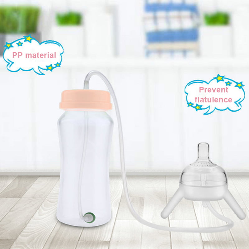 ZS ZHISHANG Bottle Feeding Baby Bottle Baby Bottle with Long Straw 200g Self Feeding Baby Bottle Handless Not Toxic 
