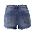 thumbnail image 5 of vigerkar Ripped Jean Shorts for Women Mid Rise Frayed Raw Hem Stretchy Denim Shorts (Light Blue, XXL), 5 of 6