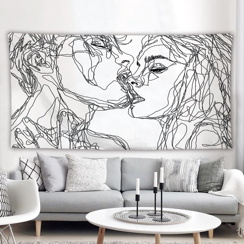 Tenture Murale Crâne Gothique Noir Et Blanc - Tissu Polyester, 150x230 Cm, Pour Décoration Halloween Ou Déco Alternative - 9