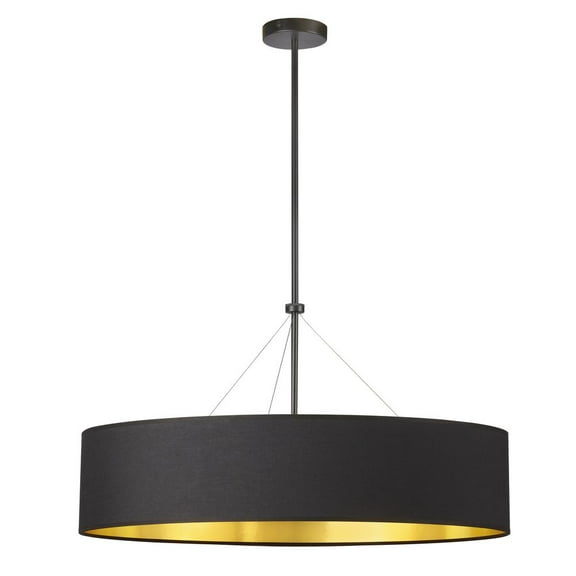 Dainolite 4LT Incand Chandelier, MB, BK/GLD Shade