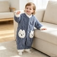 thumbnail image 5 of Maqroz Cute Girls Boys Fuzzy Fleece Snowsuit Winter Warm Romper Long Sleeve Hooded Onesie Outerwear Daily Wear Toddler Clothes with Animal Pockets, 5 of 9