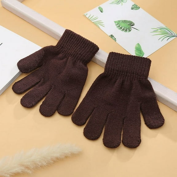 XIMIN Toddler Boys Girls Stretchy Magic Mittens Kid Solid Color Gloves Stretch Full Finger Winter Snow Protection Warm Knit Gloves Supplies
