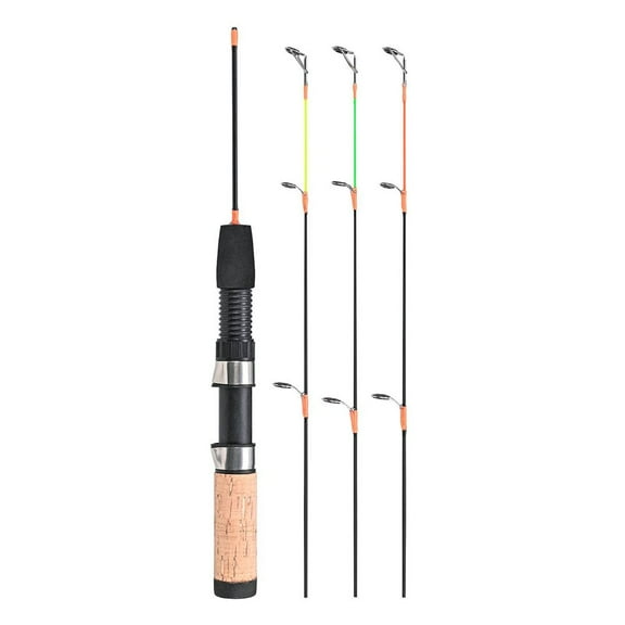 RANMEI 32-60Cm Ice Fishing Rod Cork Handle Soft-Hard Three Rod Tips Spin Travel Pole