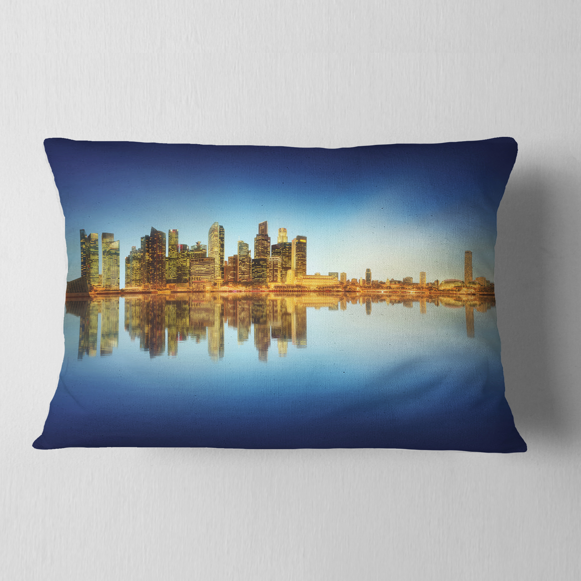 Designart Calm Singapore Skyline - Cityscape Photography Throw Pillow - 12x20
