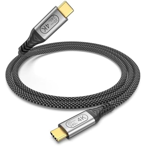 USB C Monitor Display Cable 3FT, 4K USB C 3.2 Gen 2x2 Video Cable, 20Gbps High Speed Data Transfer, 240W PD Fast Charging Compatible for iPhone 17/16, MacBook, CarPlay, Portable Monitor