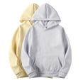 thumbnail image 2 of ZhuoLiL Solid Color Sweatshirt for Women 2Pc Women Casual Solid Color Pocket Long-Sleeve Hat Rope Hooded Top Pullover Hoodies Dark Gray L, 2 of 5