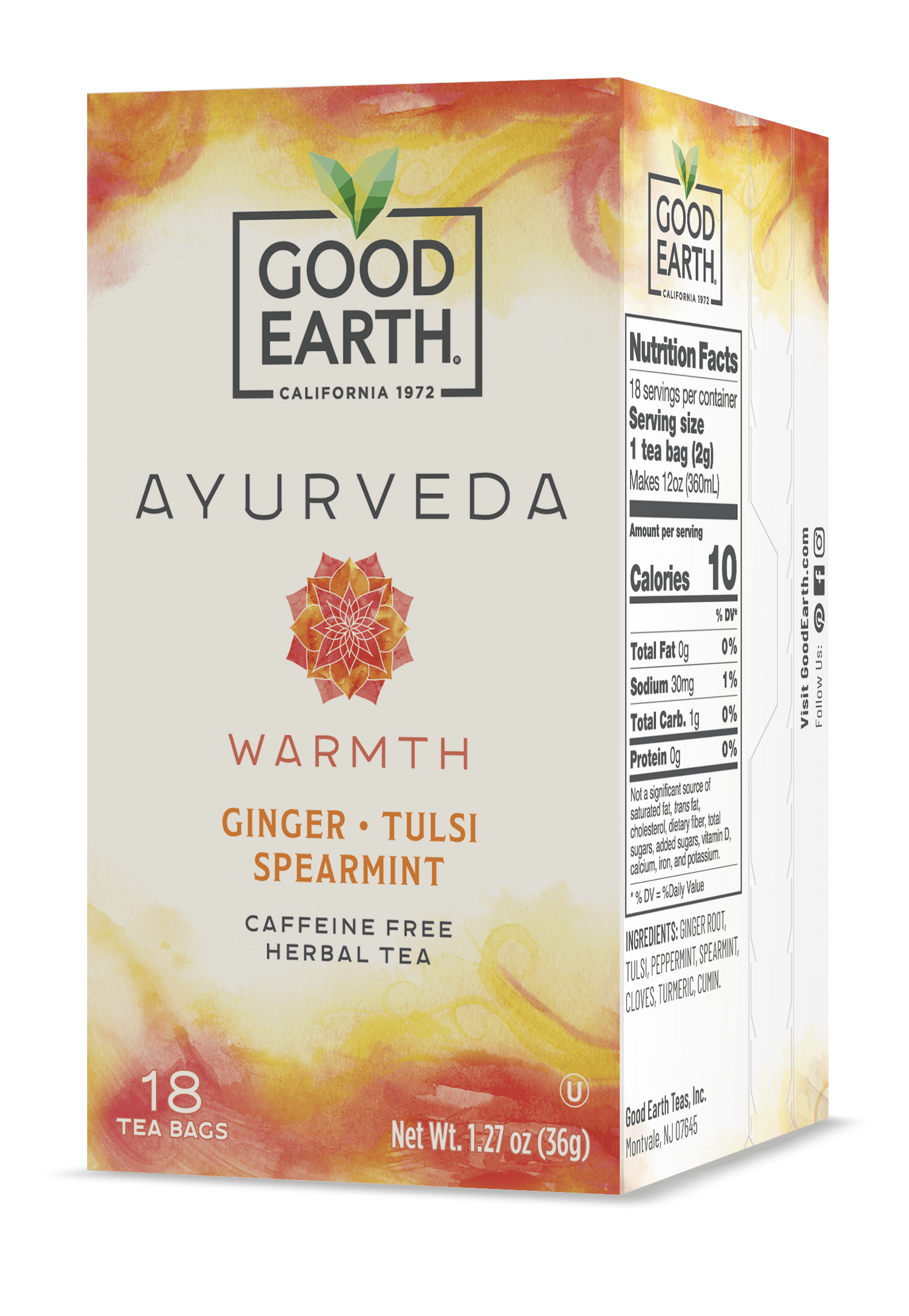 Good Earth, Ayurveda Kapha Warmth, Herbal Tea, Tea Bags, 18 Ct