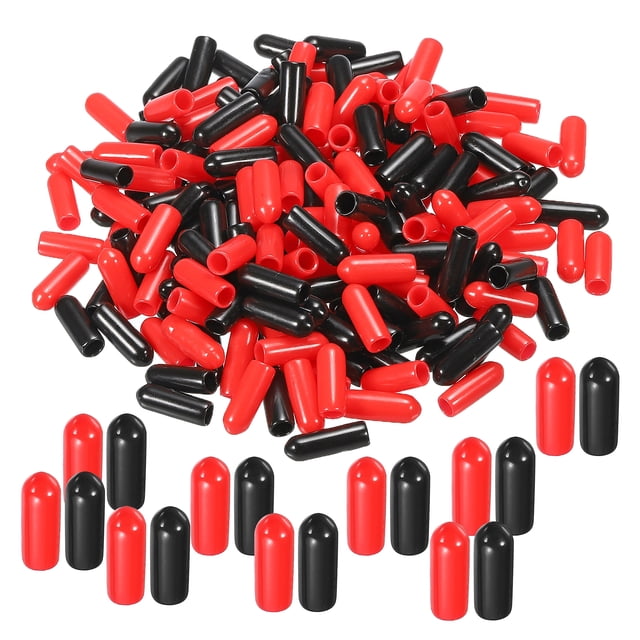 Unique Bargains 200pcs Rubber End Caps Cover Assortment 4mm Screw Thread Protector for Screw Bolt Black Red