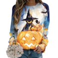 thumbnail image 4 of Towmus Halloween Shirts for Women Sweatshirt Cute Doll Graphic Pullover Tops Funny Novelty Pumpkin Print Crewneck Sweatshirts, 4 of 5