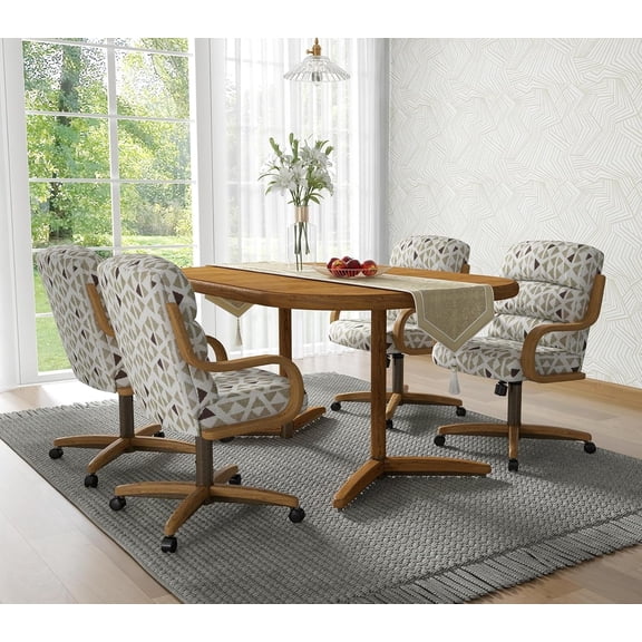 Chromcraft 5-Piece Dining Table Set for 4, Expandable Table with 4 Casual Swivel-Tilt Caster Chairs for Kitchen & Dining Room (Bodega Mineral)