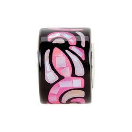 Mosaic Purple Mother Of Pearl - Kera Purple Inlaid Mosaic Mother of Pearl Bead in Sterling Silver