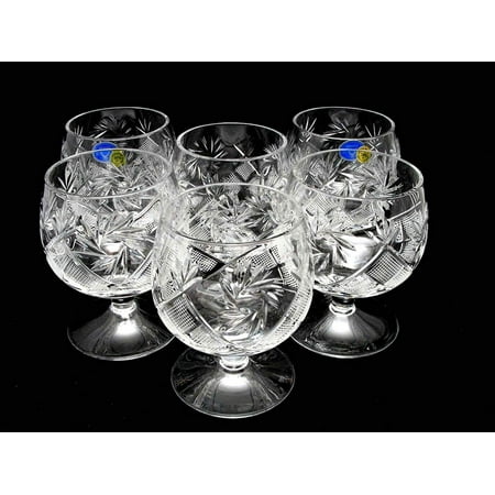 Russian European Cut Crystal Brandy Cognac Snifters, Vintage Old-Fashioned Glassware, Set of (Best Crystal Glassware In The World)