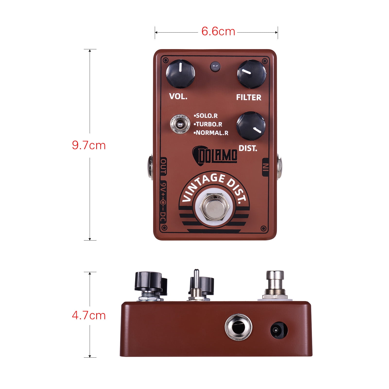 Dolamo D-11 Vintage Distortion Guitar Effect Pedal with Filter and Distortion Controls True Bypass Design for Electric Guitar