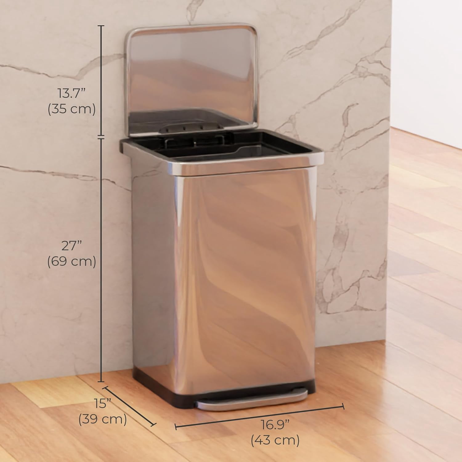EconoHome Large Kitchen Trash Can, 20 Gallon