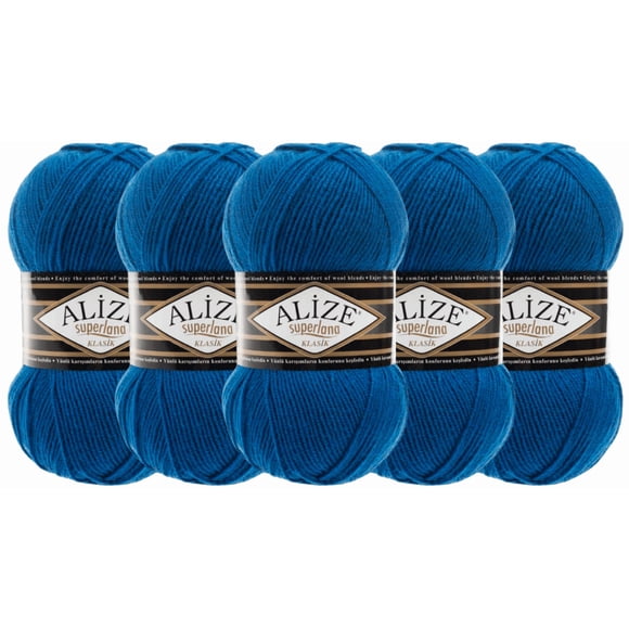 ESTAMBRE SUPERLANA KLASIK ALIZE CON 5PZAS DE 100GRS C/U MISMO COLOR