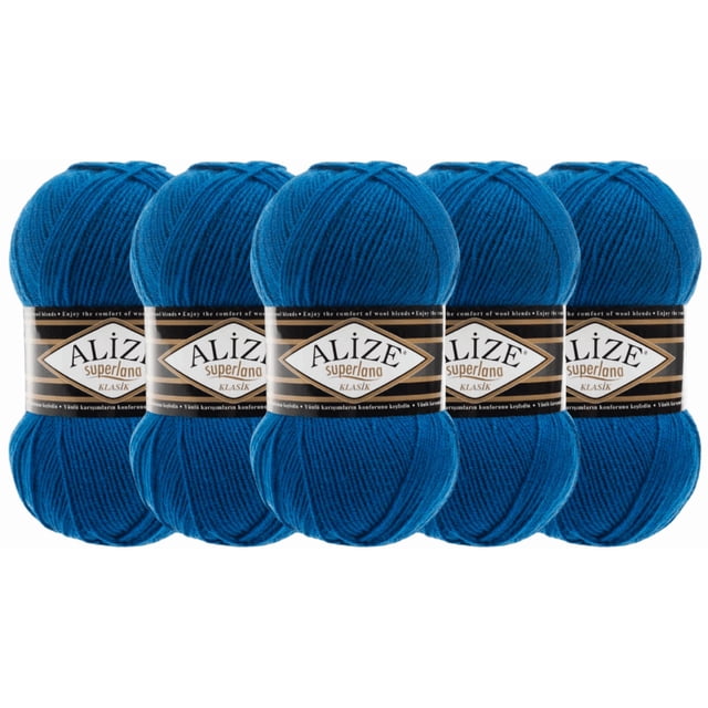 ESTAMBRE SUPERLANA KLASIK ALIZE CON 5PZAS DE 100GRS C/U MISMO COLOR