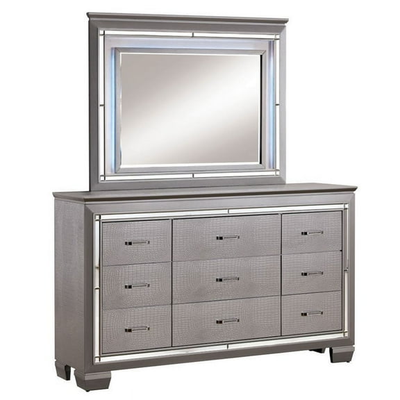 Bowery Hill 9 Drawer LED Dresser and Mirror Set