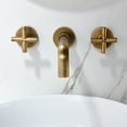 thumbnail image 2 of Hassch Antique Bronze Bathroom Faucet Widespread Wall Mount Double Cross Handles 3 Hole Vanity Sink Mixer Tap Swivel Spout Lavatory Brass Basin Mixing Faucets with Valve Included, 2 of 7