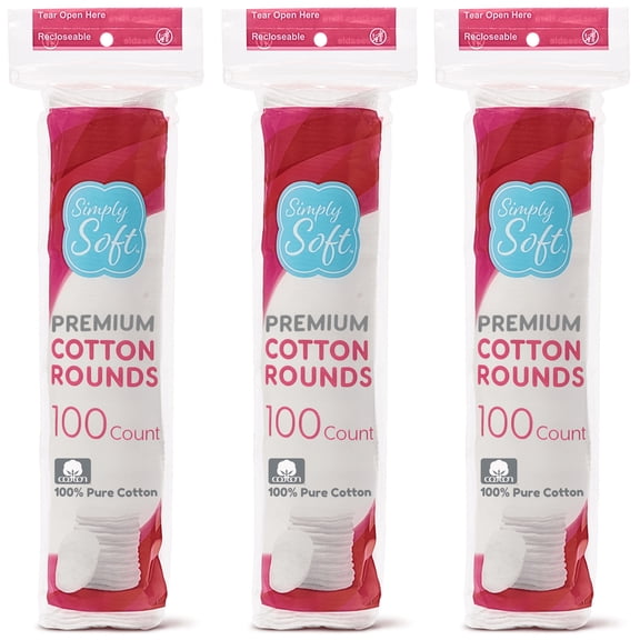 Simply Soft Cotton Rounds, 100% Cotton Absorbent and Textured Cotton Pads, Lint-Free, 300 Count