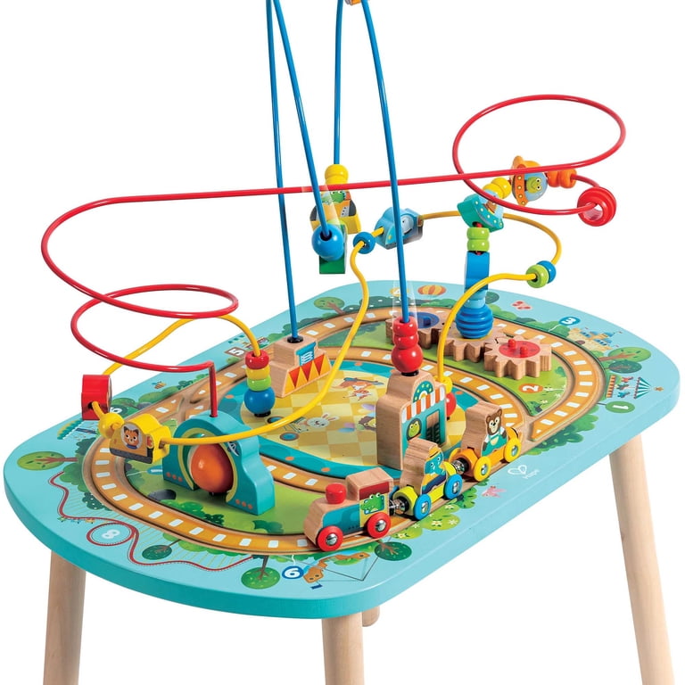 Hape: Twisting Railway Maze Table - Wooden Animal Graphics Maze