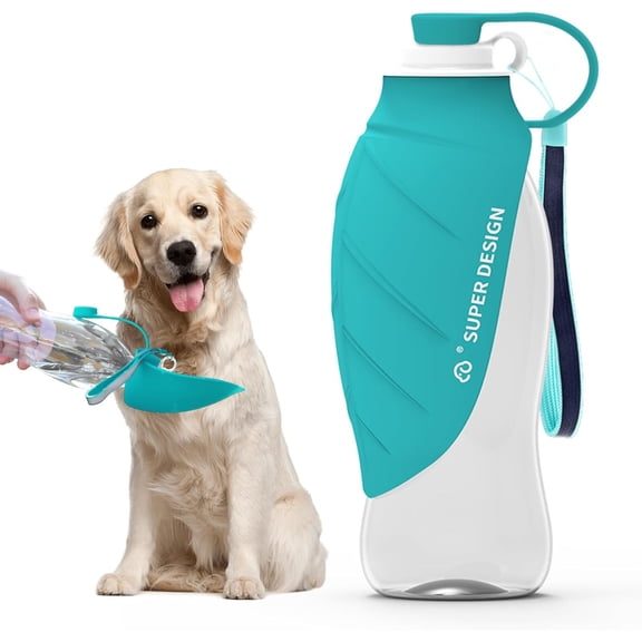 19.6OZ Portable Dog Water Bottle for Small to Large Dogs, Leak Proof Dog Travel Summer Reflective Hanyard Silicone Accessories