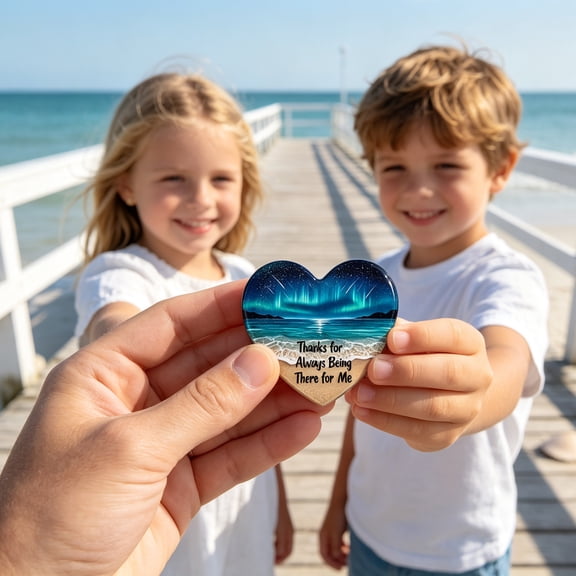 Heart Shaped Resin Ocean Wave Ornament – Handmade Beach Heart Keepsake with Sand & Shell Details, Romantic Tabletop Decor for Lovers, Valentine’s Day & Anniversary Gift