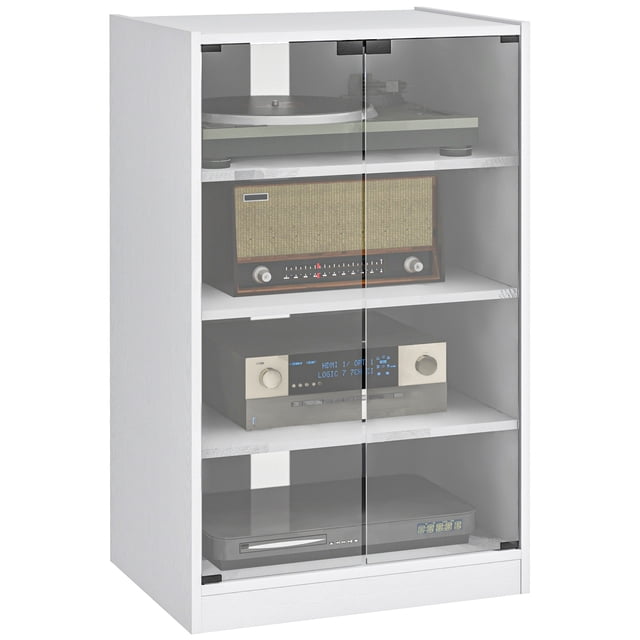 HOMCOM Meuble Multimédia à 5 Niveaux avec Tablettes Réglables à 3 Niveaux Blanc
