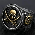 thumbnail image 3 of YAZI Stainless Steel Antique Vintage Skull Pirate Knife Death Halloween Cocktail Party Biker Ring, 3 of 5