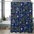 thumbnail image 2 of Shower Curtain 72"W x 72"L Vintage Christmas Trees Snowflakes Blue Fabric Shower Curtains Set with Hooks Water Repellent Bathroom Curtains Machine Washable Bathroom Accessories, 2 of 7