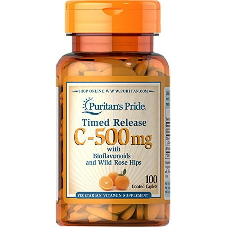 Puritan's Pride Vitamin C-500 mg with Rose Hips Time Release-100 Caplets FREE