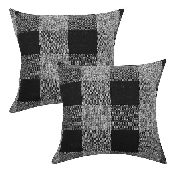 2 piezas de funda de cojín a cuadros, protector de funda de almohada de lino resistente a las arrugas y transpirable