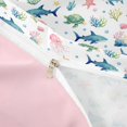thumbnail image 4 of Castle Fairy Soft Watercolor Undersea Tile Bedding,Shark Turtle Jellyfish White Seamless Print Duvet Cover Full,Blue White,Pink Reversible,3pcs,No Comforter,1 Duvet Cover and 2 Pillowcases, 4 of 6
