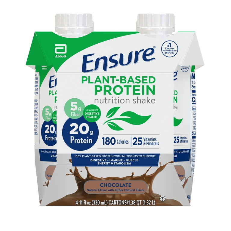 Ensure Plant-Based Protein Shake, Chocolate, 11 fl oz, 12 Pack