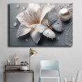 thumbnail image 4 of Mudket Framed Canvas Wall Art Ready to Hang, Silver Butterfly White Lily Print, Floral Insect Wall Decor Canvas Artwork for Wedding Bedroom Entryway, Elegant Bloom Pictures - 12"L x 8"W, 4 of 10