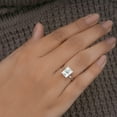 thumbnail image 2 of Cora Jewellery 4CT Emerald Moissanite Bridge Diamond Solitaire Engagement Ring For Women, 14K White Gold, 2 of 5