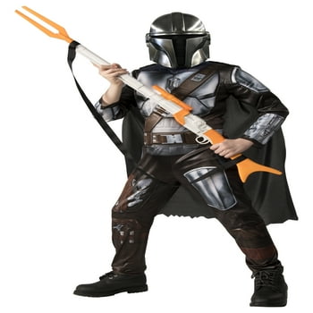 Child Officially Licensed Boys Mandalorian Halloween Costume Small, Black and Gray
