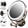 thumbnail image 2 of OVENTE 9.5" Lighted Wall Mount Makeup Mirror, Double-Sided LED,10X Magnifier, MLW45AB1X10X, 2 of 10