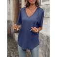 thumbnail image 7 of Cuteduck Women's Short Sleeve V-Neck T-Shirt – Loose Fit Solid Color Soft Summer Top – Casual Everyday Essential S-2X, 7 of 7