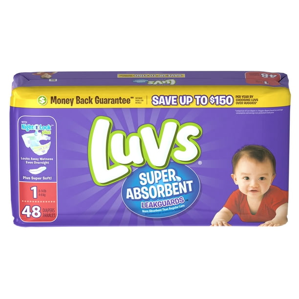 Luvs Super Absorbent Leakguards Newborn Diapers, Size 1, 48 Count