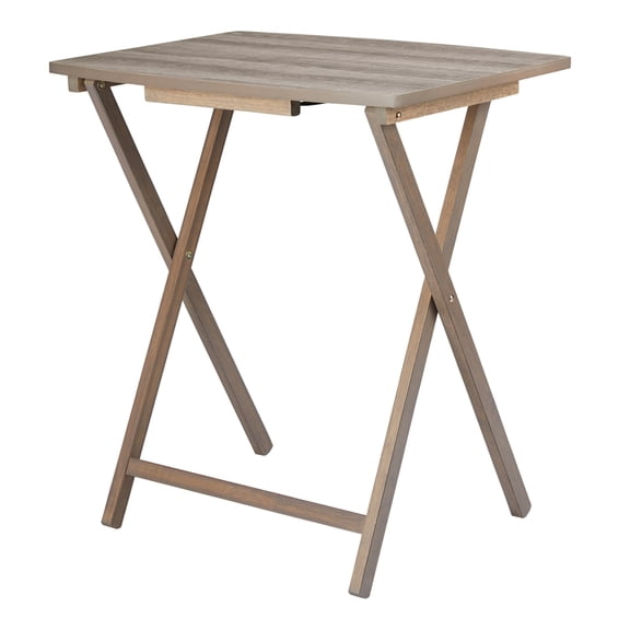 Mainstays XL Oversized Rubberwood Folding TV Tray Table, Rustic Gray